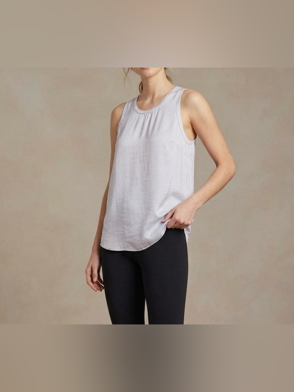 Pete & Greta Johnny Was Light Gray Silk Blend Tank Top Size M Boho Flowy Tunic